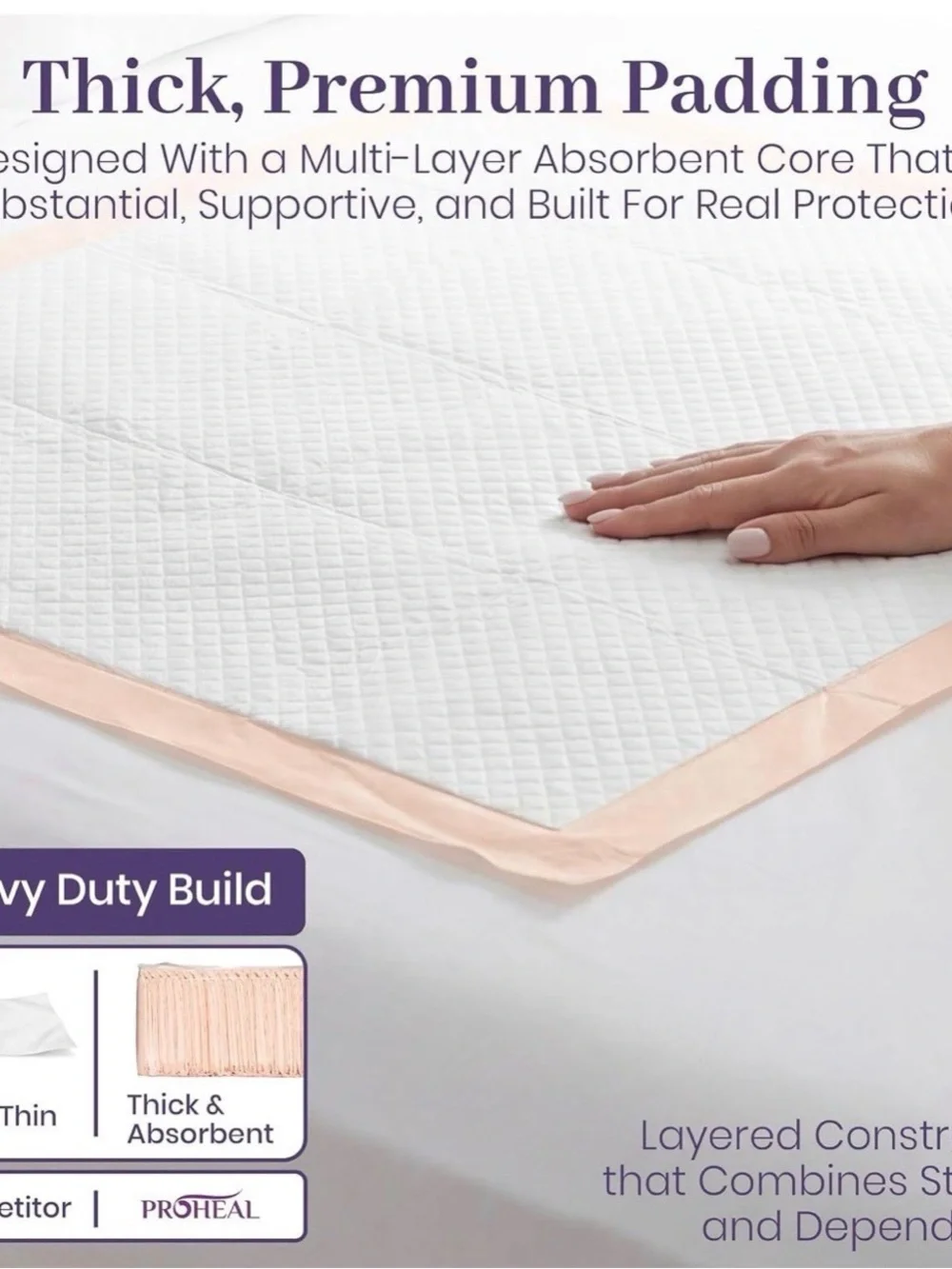 ProHeal Disposable Underpads 30x36 Waterproof Bed Pads 50 Count PH-16712H